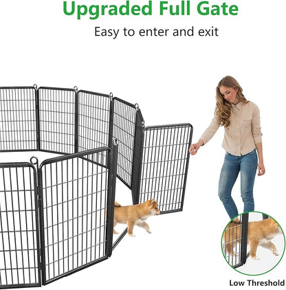 Dog Playpen Outdoor, 40" Height 20 Panels Pet Fence with Low Threshold Full Gate, Large Dog Fence Outdoor for Yard, Heavy Duty Pet Playpen Metal Play Pen Fence for RV Camping