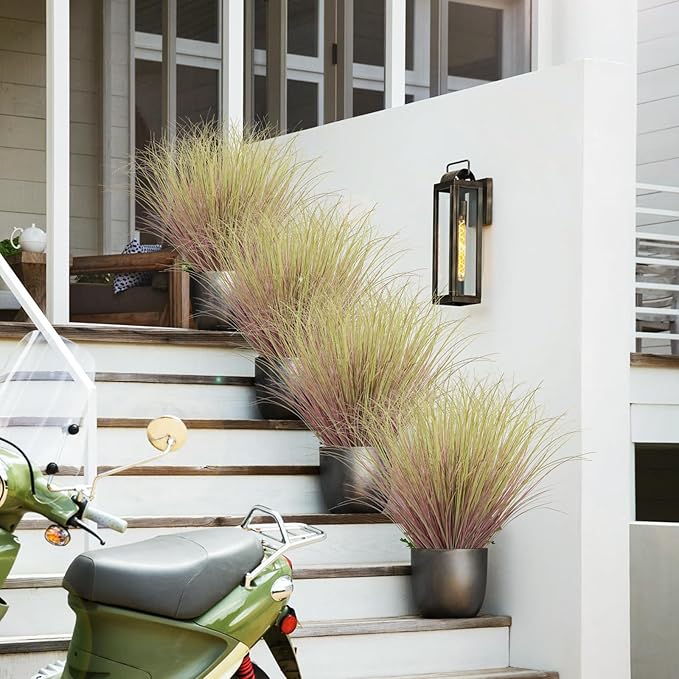 12Pcs Artificial Grass Plants, Faux Shrubs Wheat Grass, Artificial Tall Grass Fake Plants for Outdoor Decor,Artificial Greenery Stems Weed for Room Indoor Home Decor（Light Purple）