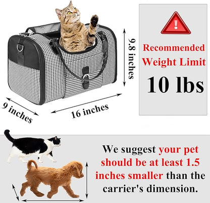 Fashion Pet Carrier, Small Dog Carrier Purse, Cat Carrier, Quality High-Grade Woven Cloth Dog Purse, Collapsible Portable Pet Carrying Handbag with Shoulder Strap for Travel Walking Hiking