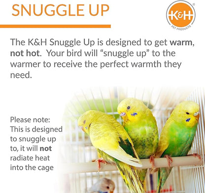 K&H Pet Products Snuggle-Up Bird Cage Heater, Bird Cage Accessory, Exotic Avian Warming Panel for Medium/Large Exotics Like Parrot, Cockatoo, Macaw, African Gray - Large 7 X 4in Gray 12V