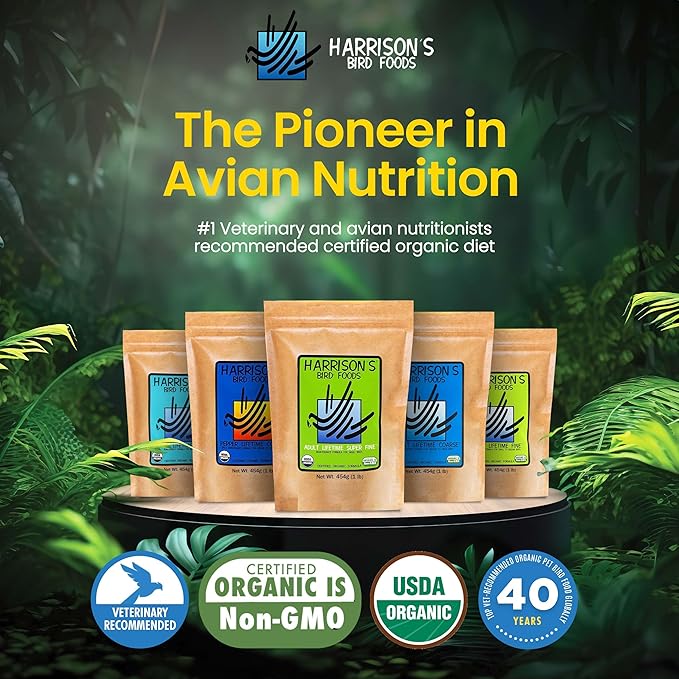 Harrison's Bird Foods Adult Lifetime Certified Organic Non-GMO Formula Small Bird Food 1lb