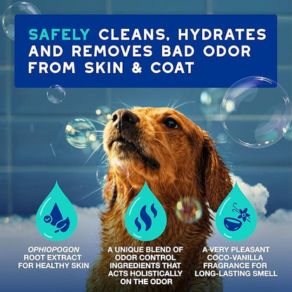DOUXO® Skin & Coat SPA - Ultra-Safe Odor Control Dog Shampoo for Smelly Dogs, 16 fl oz, Cleans and Hydrates The Skin, Removes Odor, Leaves The Coat Soft and Smelling Great, Skin-Friendly Formula