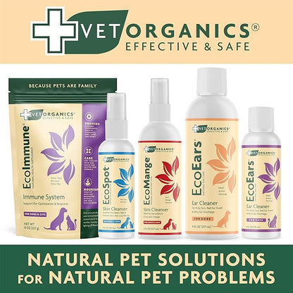 EcoEars Dog Ear Cleaner Solution–8 Oz. Natural Dog Ear Multi-Action Formula for Large or Small Canines – Ear Drops to Alleviate Itchy Ears, Shaking, & Otic Discharge–Puppy Supplies by Vet Organics 2pk