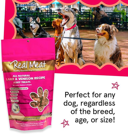 Real Meat Dog Treats - 12oz Bag of Bite-Sized Air-Dried Lamb & Venison Jerky for Dogs - Grain-Free Jerky Dog Treats with 95% Human-Grade, Free-Range, Grass Fed Lamb & Venison - All-Natural Dog Treats