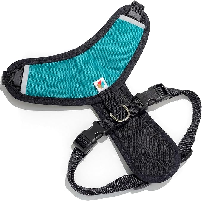 Dog Harness, Puppy Harness, Soft Harness for Dogs, Comfortable Dog Harness, Small Dog Harness, Dog Harness with Padding, Easy to Use, 4 Point Adjustable - Wildebeest (L - 26~32 inch Girth, Turquoise)