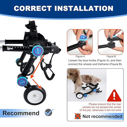 Adjustable Dog Wheelchair for Back Legs| Pet Wheelchairs with Disabled Hind Legs Walking|Stabel & Light Weight | Black(XS)