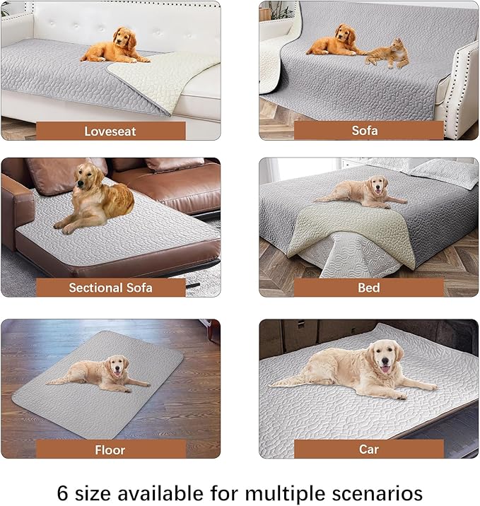 Waterproof Dog Blanket, Washable Anti-Slip Pet Couch Covers for Sofa,Pet Hair Resistant Blankets Bed Chair Furniture Couch Protector for Dogs-82x102,Lightgrey