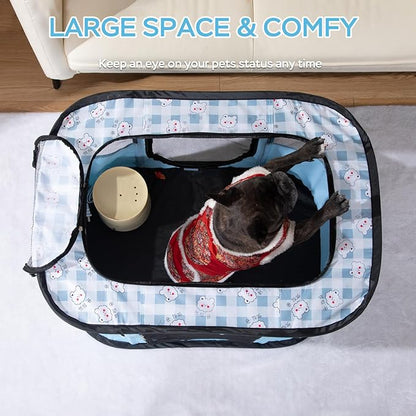 Portable Pet Playpen Cat Cages Indoor， 27.6" L x 21.7" W x 17.7" Collapsible Dog Crates Made of 600D Oxford Material Tent Kennel Playpen for Dogs Cat and Rabbit Travel Dog Playpen Indoor(S, Blue)