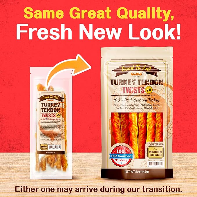 Gootoe Turkey Tendon Wrapped Chicken Stick  100% USA-Sourced, Natural Snack, Premium Training Chews, Hypoallergenic, Rawhide-Free, Reseal Value Bags, Size for Small Dogs, Twists (Medium) 6 Unit/Pack
