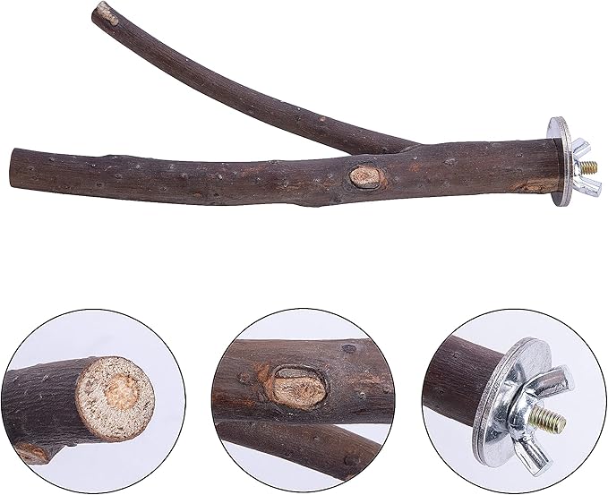 Deloky 8 PCS Natural Wood Bird Perch Stand-Wooden Parrot Perch Stand-Perch Platform Cage Accessories for Parrotlets Budgies Cockatiels Parakeets Lovebirds