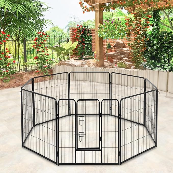 BestPet | Dog Playpen | 40 Inch, 8 Panels | Heavy Duty Metal Pet Exercise Pen | Indoor Outdoor Fence Panels | Rust-Resistant, Removable, Tool-Free Setup | Anti-Skid, Expandable Design