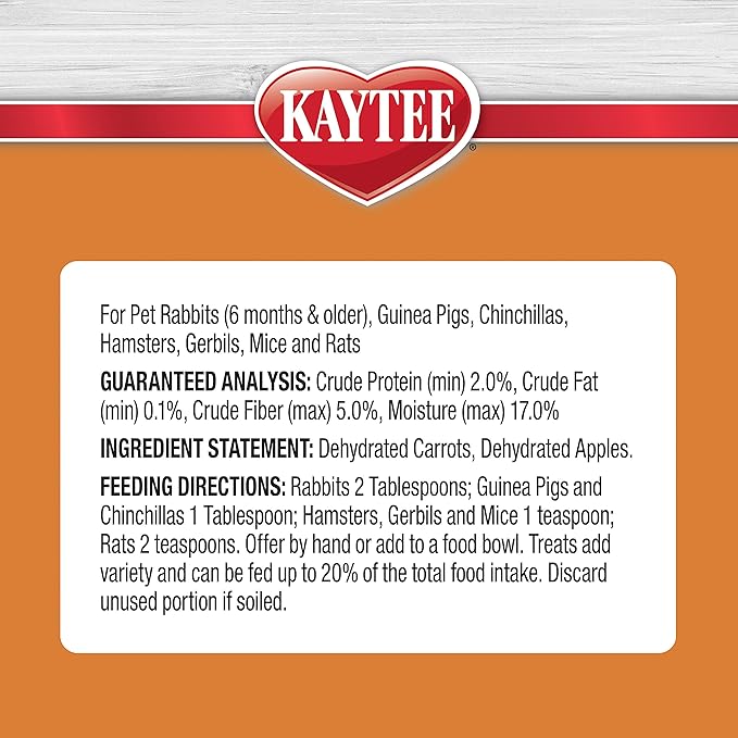 Kaytee Natural Snack with Superfoods For Pet Guinea Pigs, Rabbits, Hamsters, and Other Small Animals, Apple & Carrot, 2.5 Ounces