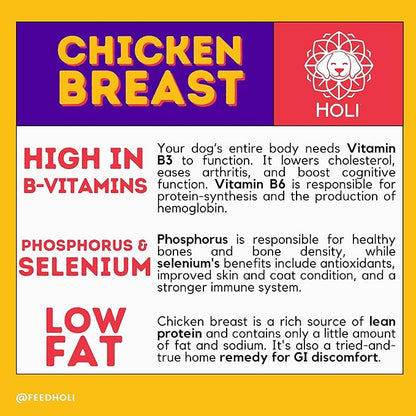 HOLI Freeze Dried Chicken Dog Treats - 100% All Natural Chicken Breast - Human Grade, Single Ingredient - Grain Free, Gluten Free, Soy Free  (3.5 Ounce)