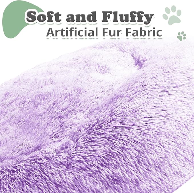 JOLLYVOGUE Dog Beds, Calming Small Dog Bed, Anti-Anxiety Dog Bed for Small Dogs, Fluffy Donut Dog Bed, Cozy Dog Cat Cushion Bed for Small Medium Dogs (24")