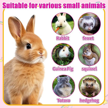 2 in 1 Guinea Pig Food Water Dispenser, Rabbit Water Bottle Leak-Proof, 2 in 1 No-Drip Automatic Dispenser for Guinea Pig Cage, Chinchilla, Ferret, Hamster Small Animal Waterer (Pink, 2 in 1)