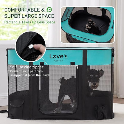 Love's cabin Pet Puppy Dog Playpen, Large Dog Tent Crates Cage Indoor/Outdoor, Portable Exercise Playpen for Dog and Cat, Foldable Pop Up Dog Kennel Playpen with Carring Case (L, Green)