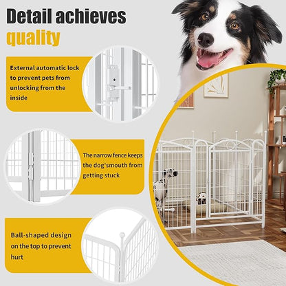 32" H Dog Crate Dog Playpen 8 Panels Furniture Heavy Duty Dog Fence Door with Side Openings,for Large Medium Small Dogs Indoor Outdoor Foldable Pet Exercise Pen,White