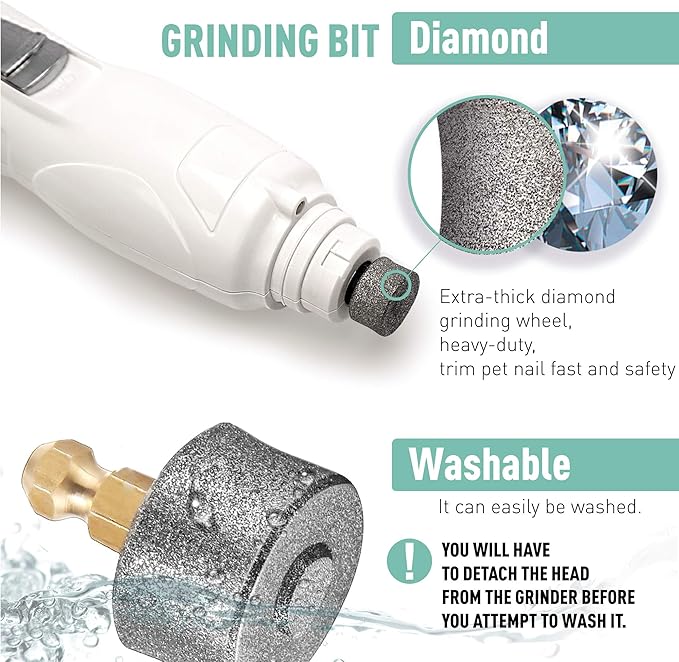 Dog Nail Grinder Replacement Head - Pet Nail Grinder Diamond Tip for Paws- 2 Pack Professional Dog Claw Grinder Bits Replaceable Diamond Nail Grinder Wheel (Tall)