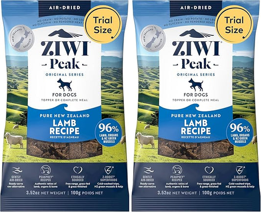 ZIWI Peak Air-Dried Dog Food  Lamb - All Natural, High Protein, Grain Free, Limited Ingredient w/Superfoods (3.5oz) (Pack of 2)