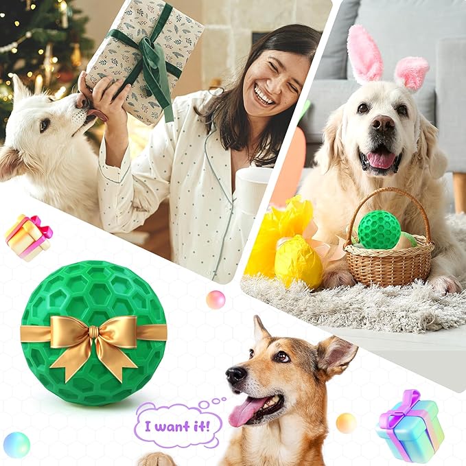 Tough Dog Chew Toys for Aggressive Chewers, Indestructible Dog Balls for Aggressive Chewers, Squeaky Balls for Dogs, Squeaky Dog Toys for Large Dogs,Funny Dog Squeaky Ball Heavy Duty Dog Toy