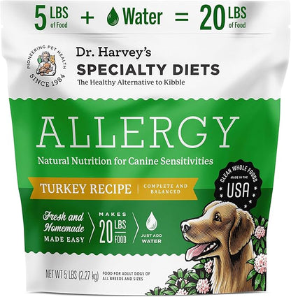 Dr. Harvey's Specialty Diet Allergy Turkey Recipe, Human Grade Dog Food for Dogs with Sensitivities and Allergies (5 Pounds)
