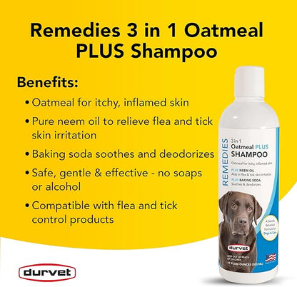 Durvet 011-51116 Naturals 3 in 1 Oatmeal Plus Shampoo, 17 oz, Clear