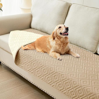 hyha Waterproof Dog Blanket, Soft Pet Bed Blankets, Waterproof Sofa Couch Cover for Dogs Washable, Reversible Pet Couch Covers for Sofa Furniture (30x80 Inch, Camel/Beige)