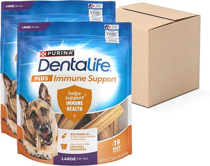 Purina Dentalife Plus Immune Support Chicken, Apple and Blueberry Flavor Large Dog Dental Chews, MP - 19 ct. Pouch