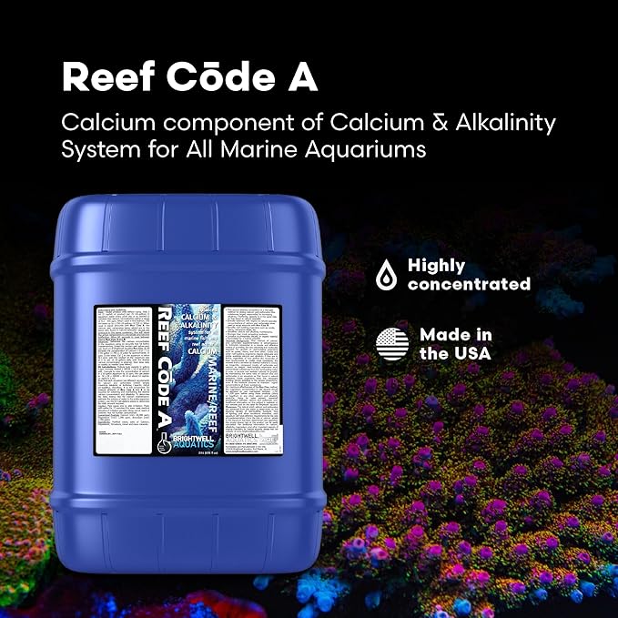 Brightwell Aquatics - Reef Code A - Balanced Calcium & Alkalinity System Water Conditioner - for All Saltwater Marine Fish & Reef Fish Tanks - Aquarium Water Treatments, 5.28 GAL