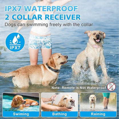 Dog Shock Collar for 2 Dogs (8-120lbs), IPX7 Waterproof Rechargeable Training Collars for Large Medium Small Dogs with 1000FT Remote Range, Beep Vibration Shock - Grey