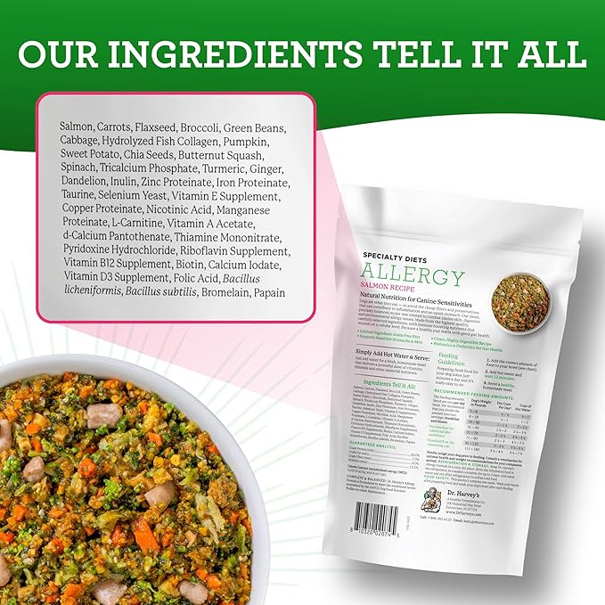 Dr. Harvey's Specialty Diet Allergy Salmon Recipe, Human Grade Dog Food for Dogs with Sensitivities and Allergies Trial Size (5.5 Oz)