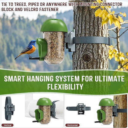 LONA Bird Feeders for Outdoors, Tube Feeder Weatherproof with Multiple Hanging Methods, Wild Bird Feeding Silo for Outside, 1 Port