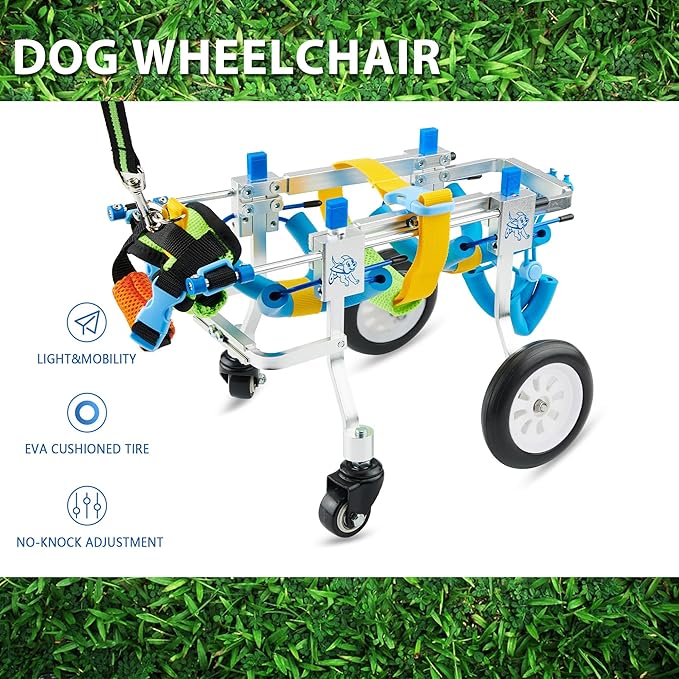 Adjustable 4-Wheel Dog Wheelchair| Pet Wheelchairs with Disabled Hind Legs Walking|Full Support Dog wheelchairs (7-Size) (XXS)