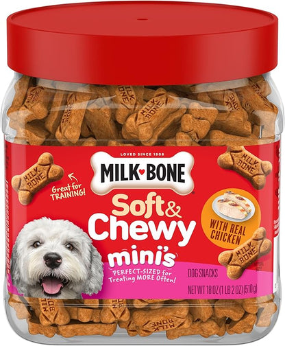 Milk-Bone Soft & Chewy Mini_ Dog Treats, Chicken, 18 Ounce Made with Real Chicken Breast