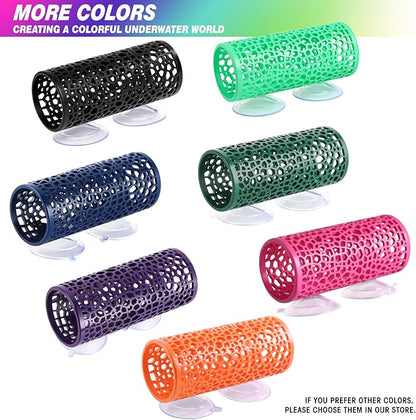 Abizoo Betta Cave - Purple Fish Tunnel with Holes for Small Fish & Shrimp Habitat, Betta Toys Shelter Hideaway, Moss Aquarium Ornament