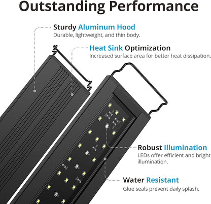 NICREW C10 Plants LED Aquarium Light, 48-60 in, 32 Watts, Full Spectrum Fish Tank Light with Timer, Day and Night Cycle, Brightness Adjustable