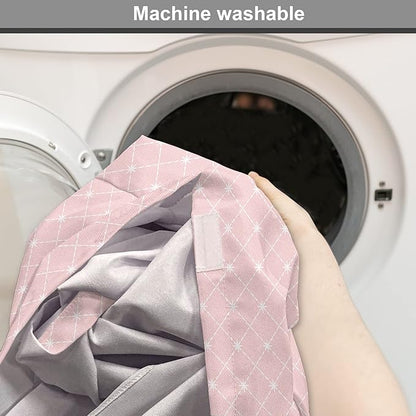 Ambesonne Blush Pink Dog Crate Cover, Abstract Monochrome Geometric Lace Inspired Grid Ornament with Stars Print, Easy to Use Pet Kennel Cover for Medium Large Dogs, 48 Inch, Blush White