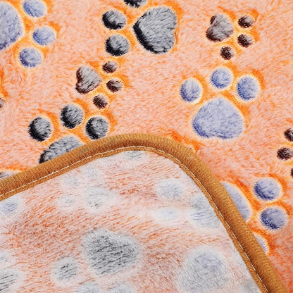 Tegeme 12 Pieces Pet Blanket Soft Fleece Dog Fluffy Doggie Warm Felt Throw Spring Cute Paw Print Puppy Kitten Sleep Mat Bed Covers for Cat(23 x 16 Inch,Dark Gray, White, Camel)