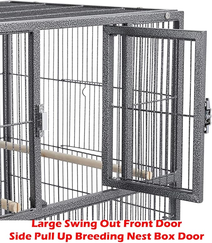 Triple Stackable Center Divided Breeder Breeding Bird Flight Double Rolling Cage Side Nesting Doors Easy Clean Pull Out Tray for Aviaries Canaries Cockatiels Lovebirds Finches Budgies Small Parrots