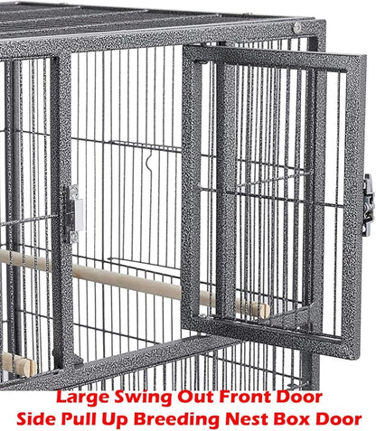 Triple Stackable Center Divided Breeder Breeding Bird Flight Double Rolling Cage Side Nesting Doors Easy Clean Pull Out Tray for Aviaries Canaries Cockatiels Lovebirds Finches Budgies Small Parrots