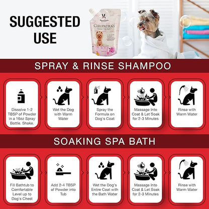 Warren London Cleopatra's Doggy Milk Bath | Luxurious Dog Shampoo and Conditioner w/Whole Milk Powder and Honey for Silky Smooth Coat | Use as a Full Bath Soak or Spray On Dog Shampoo | 12oz