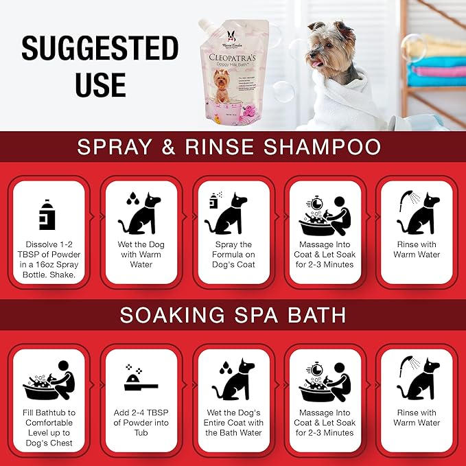 Warren London Cleopatra's Doggy Milk Bath 32oz | Luxurious Dog Shampoo and Conditioner w/Whole Milk Powder and Honey for Silky Smooth Coat | Use as a Full Bath Soak or Spray On Dog Shampoo