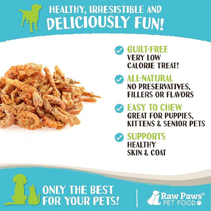 Raw Paws Freeze-Dried Krill Treats for Dogs & Cats, 3-oz - Naturally Contains Krill Oil for Dogs, Omega 3 for Dogs, Shrimp for Dogs - Freeze Dried Krill Fish Food for Aquatic Fish, Turtles, & Reptiles