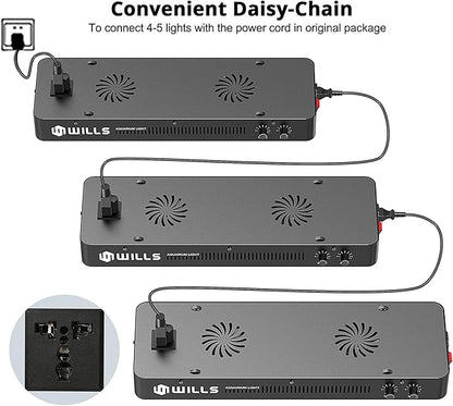 WILLS Full Spectrum Aquarium Light, Reef Lights for Coral with Dual Dimmable Channels, 55 Premium SMD Chips, Daisy Chain Design, Hanging Saltwater Fish Tank Light for SPS/LPS Coral Reef (165W/Black)