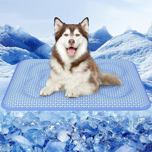 Rywell Dog Cooling Mat ,36*27 Super Thick & Comfortable Cooling Mat for Large Dog with Arc-Chill 3.0 & PCM Tech(Q-Max>0.5), Endothermic Color Changing&Dual Sided for All-Year Use, Portable for Pet Bed