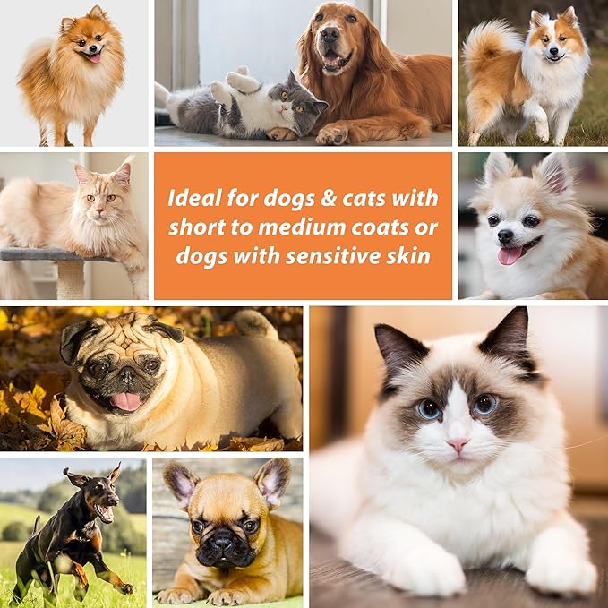 Dog Brush for Shedding & Grooming - Dog Brush for Short & Long Haired Dogs 17mm Metal Pin Deshedding with Rubber Handle - Indoor Outdoor