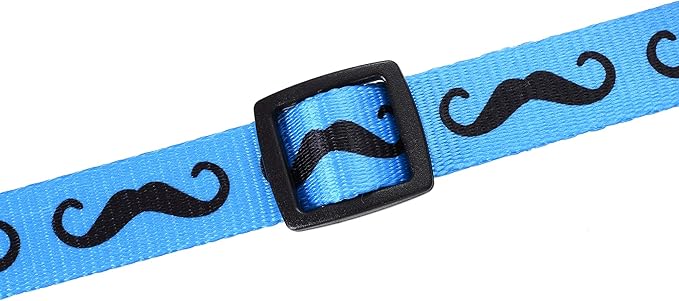 Mile High Life Dog Collar | Cute Puppy Collars | Lightweight Girl Dog Collar | Soft Boy Dog Collars | w Paws Bones Mustache Pattern (Blue, Large)
