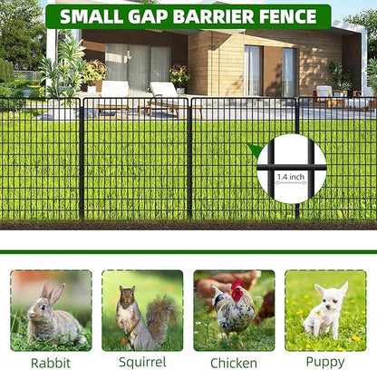 10 Panels Dog Fence Outdoor for Yard, 36 in(H) X 25 ft(L) Decorative Garden Fence Rustproof No Dig Animal Barrier Fencing Metal Wire Panel Border Patio Rabbits Ground Stakes Fencing