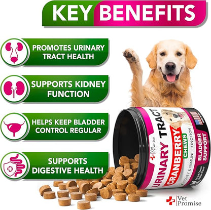 Dog UTI Treatment - Cranberry Supplement for Dogs UTI - Bladder Control - Urinary Tract Infection Treatment Medicine - Cranberry Supplement Vitamins Multivitamin Chews - Made in USA