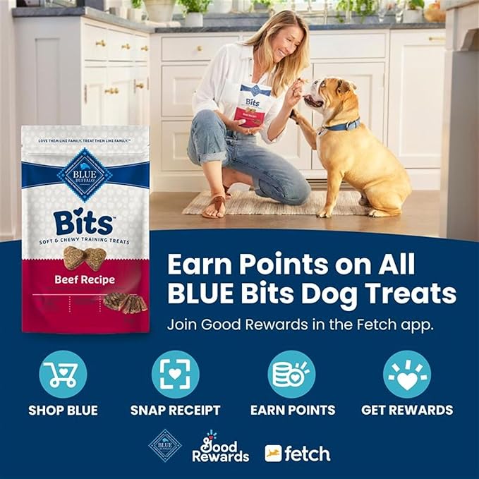 Blue Buffalo Bits Soft Dog Treats for Training, Made With Natural Ingredients & Enhanced with DHA, Turkey Recipe, 4-oz Bag